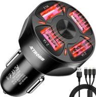 Nabíjačka do auta, 4 konektory USB, Quick Charge + kábel MicroUSB, Lighting, USB-TYP C Xtrobb 19907