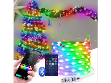 MÚDRE Vianočné Osvetlenie Na Stromček 200LED SMART FLASH Bluetooth App PILOT - 20m SW020