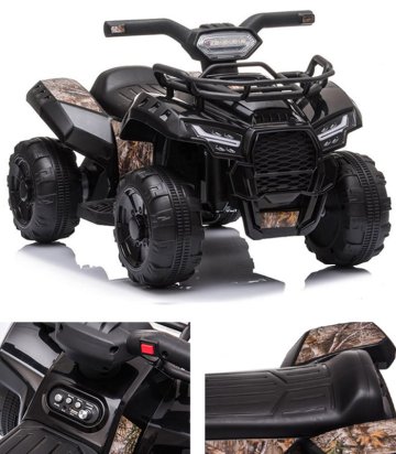 Detská elektrická štvorkolka s batériou a LED svetlá QUAD OFF-ROAD - čierna