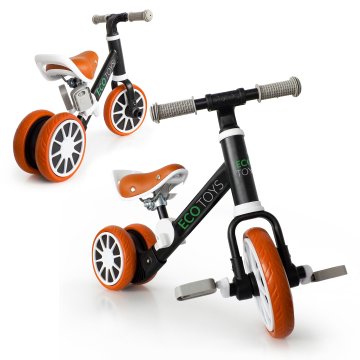 Balančné kolo - trojkolka, jazdecký bicykel s pedálmi 2v1 čierne ECOTOYS